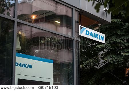 Belgrade, Serbia - August 6, 2020: Daikin Logo In Front Of Their Main Store Retailer For Belgrade. D