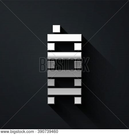 Silver Mahjong Pieces Icon Isolated On Black Background. Chinese Mahjong Red Dragon Game Emoji. Long