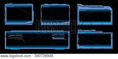 Set Of Futuristic Cyber Frames For Hud User Interface Menu. Futuristic Virtual Screen Frame For Hud 