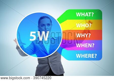 Five whys concept with businessman pressing virtual button