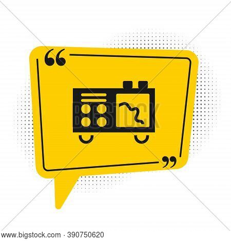 Black Spectrometer Icon Isolated On White Background. Yellow Speech Bubble Symbol. Vector