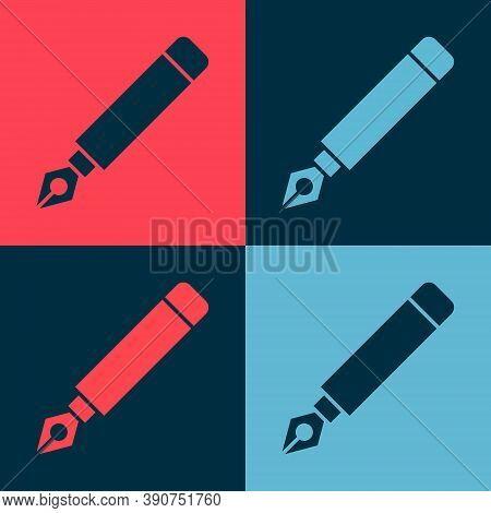 Pop Art Fountain Pen Nib Icon Isolated On Color Background. Pen Tool Sign. Vector