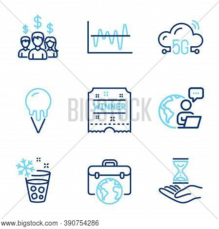 Business Icons Set. Included Icon As Businessman Case, Salary Employees, Winner Ticket Signs. Stock 