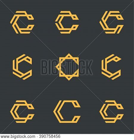 Initial Letter C Or Cc Modern Set Logo Icon Design Template Elements.