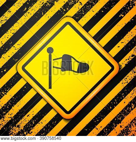 Black Cone Meteorology Windsock Wind Vane Icon Isolated On Yellow Background. Windsock Indicate The 