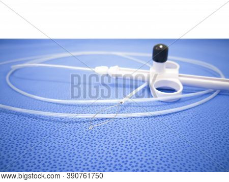 Medical Endoscopic Instrument Single Use Polypectomy Snare. Selective Focus.