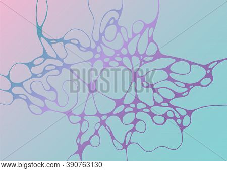 Chain Structure Abstract Futuristic Mint And Deep Purple Vector Background. Curve Lines Network Tiss