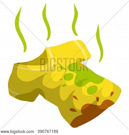 Dirty T-shirt. Crumpled Clothes. Untidiness And Slovenliness. Stench And Stink. Yellow Object For Wa