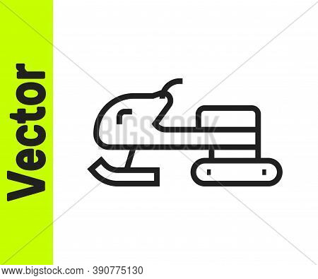 Black Line Snowmobile Icon Isolated On White Background. Snowmobiling Sign. Extreme Sport. Vector