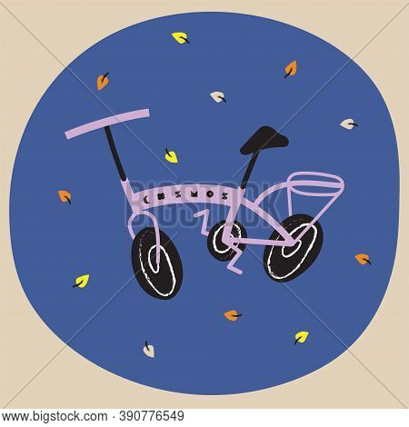 Cartoon Illustration Of A Bike With Autumn Leaves