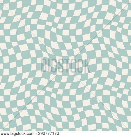 Seamless Woven Pattern With Wavy Lines On Bluebackground