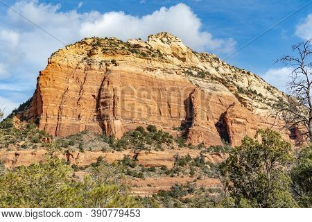 Scenic Moiuntains In Winter Time In Coconino National Park, Usa