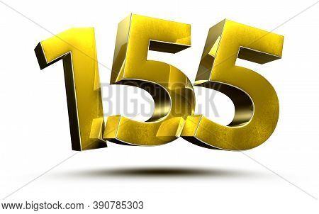 Number 155 Gold.3D Illustration On White Background With Clipping Path.