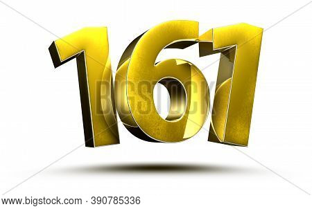Number 161 Gold.3D Illustration On White Background With Clipping Path.