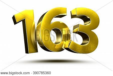 Number 163 Gold.3D Illustration On White Background With Clipping Path.