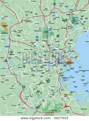 Mapa obszaru metropolitalnego Boston