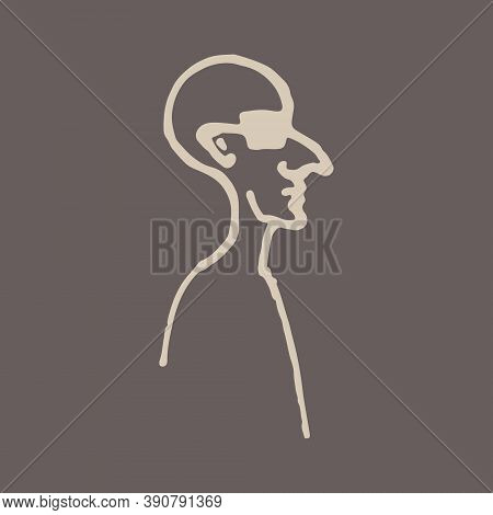 Half Face Silhouette. Vector Hand Drawn Ink Illustration. Peoples Head Side View. Simple Line Art Po