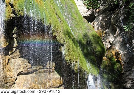 Beautiful Waterfall Jur Jur And Rainbow In The Crimea