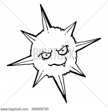 Virus Line Icon. Outline Thin Line Flat Illustration. Isolated. Vector Outline Of A Virus With An In