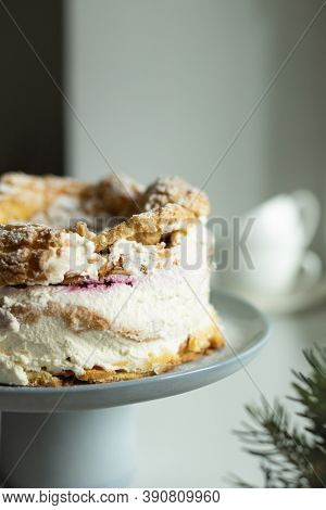 Polish Carpathian Mountain Cream Cake. Homemade Karpatka.