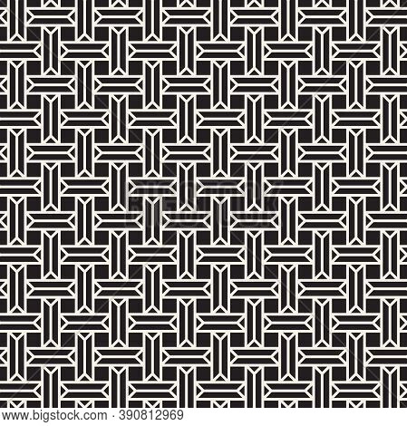 Vector Seamless Pattern. Repeating Geometric Woven Lines. Abstract Lattice Background Design.