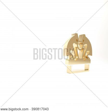 Gold Gargoyle On Pedestal Icon Isolated On White Background. 3d Illustration 3d Render