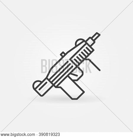 Submachine Gun Outline Icon. Smg Military Weapon Vector Concept Symbol In Thin Line Style