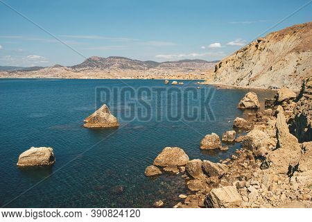 Sunny Autumn Views Of The Bay Of Kapsel. Sudak, Crimea.