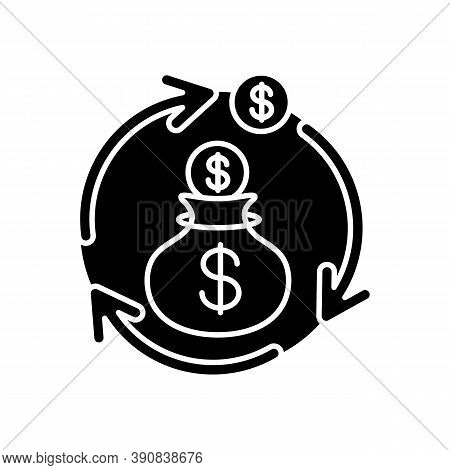 Revenue Synergy Black Glyph Icon. Accounting Process. Money Exchange. Flow Of Income. Business Inves