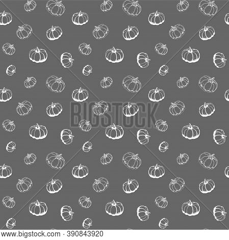 Autumn Vector Seamless Pattern Of Cute Halloween Pumpkins