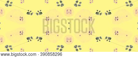Seamless Leopard Ornament. Brown Abstract Camouflage Dots. Watercolor Panther Border. Color Coat Des
