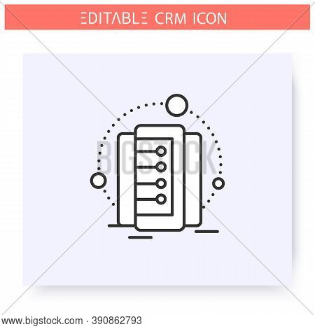 Data Storage Line Icon. Collecting And Systematisation Of Data. Data Security. Automating Workflow P