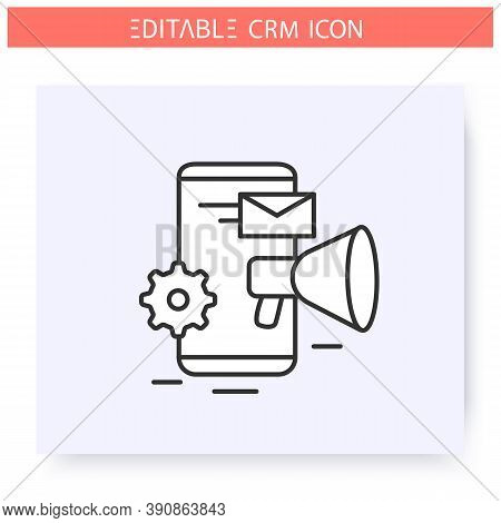 Marketing Automation Line Icon. Targeting, Content And Advertising Control Crm System. Automating Wo