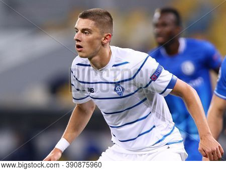 Kyiv, Ukraine - September 29, 2020: Vitaliy Mykolenko Of Dynamo Kyiv In Action During The Uefa Champ