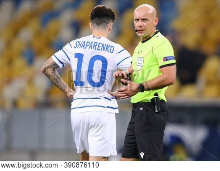 Kyiv, Ukraine - September 29, 2020: Referee Szymon Marciniak (poland) In Action During The Uefa Cham