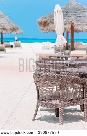 Summer Empty Open Air Luxury Restaraunt At Exotic Hotel