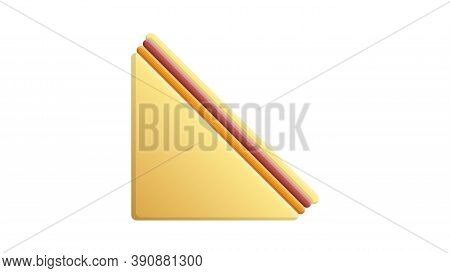 White Bread Sandwich With Filling, White Background, Vector Illustration. Two-layer Filling Of Meat,