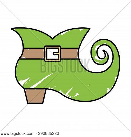 Isolated Green Witch Shoe Icon. Hallowee Season Icon - Vector
