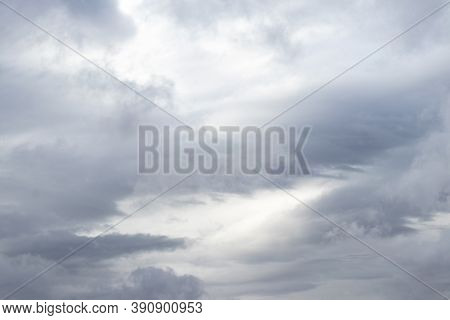 Dramatic Stormy Sky With Gray Clouds Of Indefinite Shape