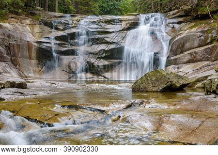 View Of Mumlava Waterfall Near Harrachov In Czech Giant Mountains