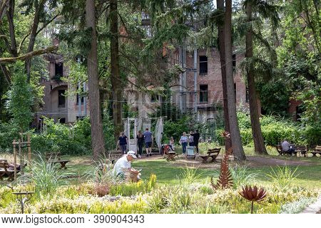 Beelitz, Germany - June 30, 2020:  A Lost Place In Germany Is The Famous Abandoned Hospital And Tube