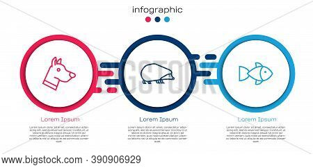 Set Line Dog Head, Hedgehog And Fish. Business Infographic Template. Vector