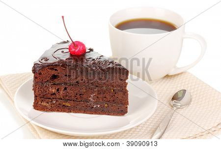 Beyaz izole çikolata sacher kek