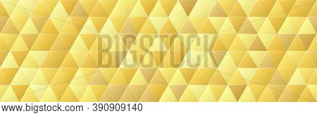 Shiny Gold Gradient Color Triangle Shapes Seamless Pattern Background, Glitter Golden Mosaic Geometr