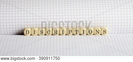 Concept Discriptions,words Written On Wooden Block On Notebook. Leadership Concept.
