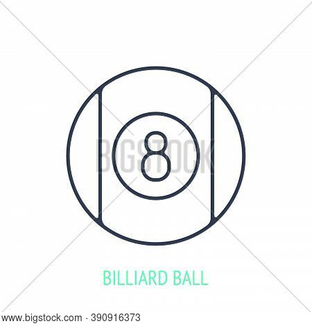 Billiard Ball Number Eight Outline Icon. Vector Illustration. Sports Equipment. Inventory For Athlet