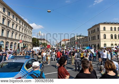 Demonstration In Odeansplatz, Munich, Germany On The 12.09.2020, Protest Against Corona Regulations 