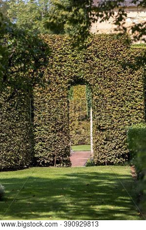 Eyrignac, France - September 2, 2018: The Picturesque Jardins Du Manoir D Eyrignac In Dordogne. Fran