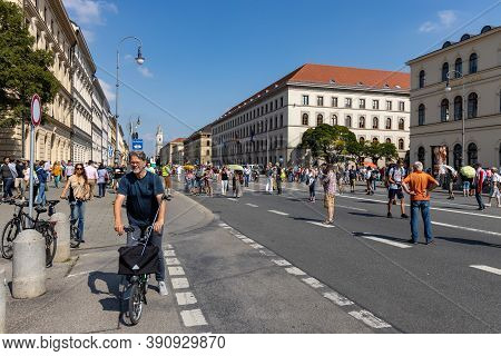 Demonstration In Odeansplatz, Munich, Germany On The 12.09.2020, Protest Against Corona Regulations 