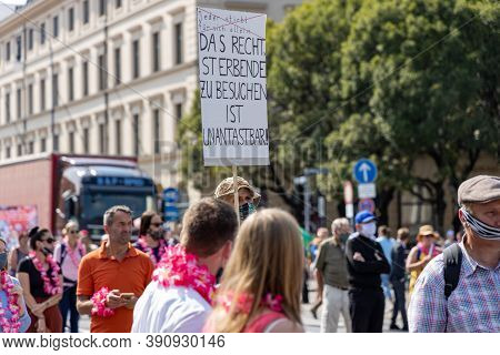 Demonstration In Odeansplatz, Munich, Germany On The 12.09.2020, Protest Against Corona Regulations 